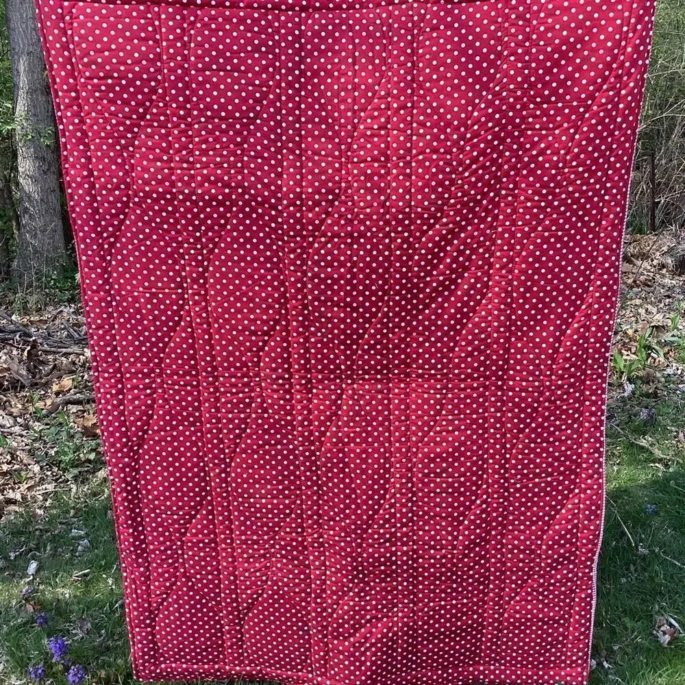 NWT Hand Crafted “Red Coins” Quilt